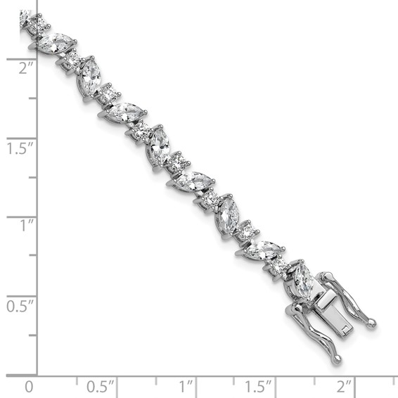 Cheryl M Sterling Silver Rhodium-plated Polished Fancy Marquise CZ Bracelet