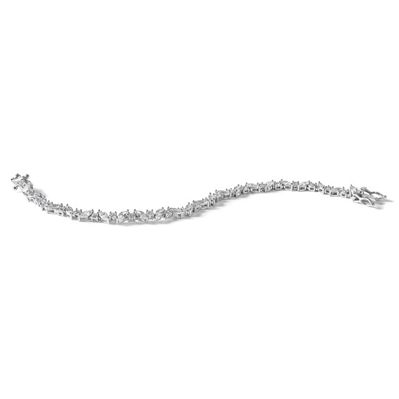 Cheryl M Sterling Silver Rhodium-plated Polished Fancy Marquise CZ Bracelet
