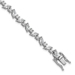Cheryl M Sterling Silver Rhodium-plated Polished Fancy Marquise CZ Bracelet