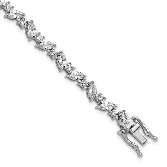 Cheryl M Sterling Silver Rhodium-plated Polished Fancy Marquise CZ Bracelet