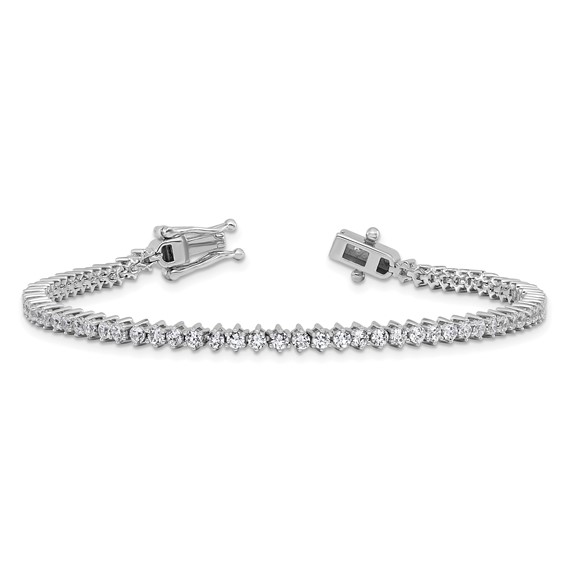 Cheryl M Sterling Silver Rhodium-plated Polished CZ Tennis Bracelet