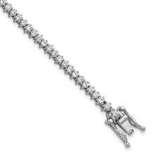 Cheryl M Sterling Silver Rhodium-plated Polished CZ Tennis Bracelet