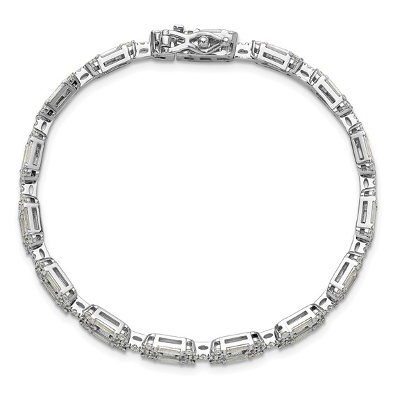 Cheryl M Sterling Silver Rhodium-plated Polished Fancy CZ Link Bracelet
