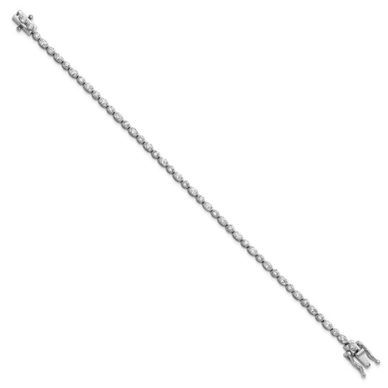 Cheryl M Sterling Silver Rhodium-plated Polished Fancy Round and Oval CZ Tennis Bracelet