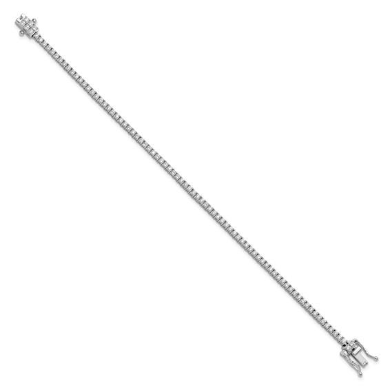 Cheryl M Sterling Silver Rhodium-plated Polished CZ with Safety Clasp Tennis Bracelet