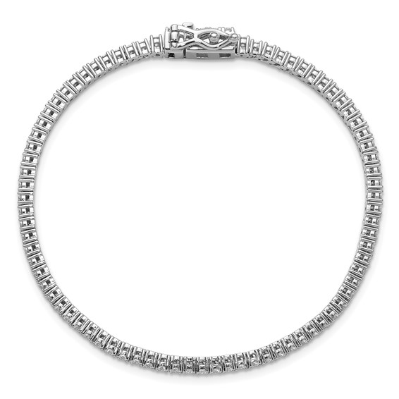 Cheryl M Sterling Silver Rhodium-plated Polished CZ with Safety Clasp Tennis Bracelet