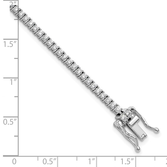 Cheryl M Sterling Silver Rhodium-plated Polished CZ with Safety Clasp Tennis Bracelet