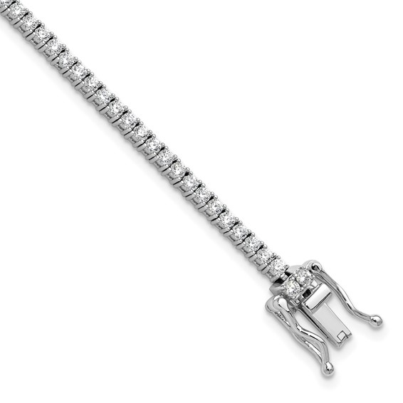 Cheryl M Sterling Silver Rhodium-plated Polished CZ with Safety Clasp Tennis Bracelet