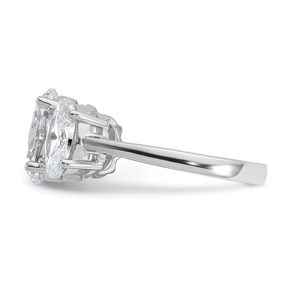 Cheryl M Sterling Silver Rhodium-plated Polished Oval CZ 3-Stone Ring