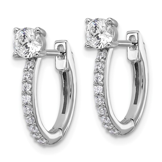 Cheryl M Sterling Silver Rhodium-plated Polished CZ Hinged Round Hoop Earrings