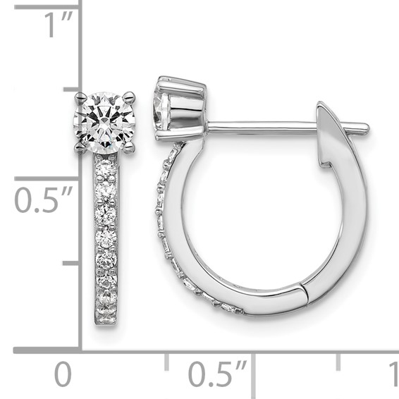 Cheryl M Sterling Silver Rhodium-plated Polished CZ Hinged Round Hoop Earrings