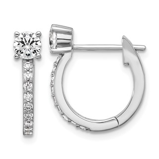 Cheryl M Sterling Silver Rhodium-plated Polished CZ Hinged Round Hoop Earrings