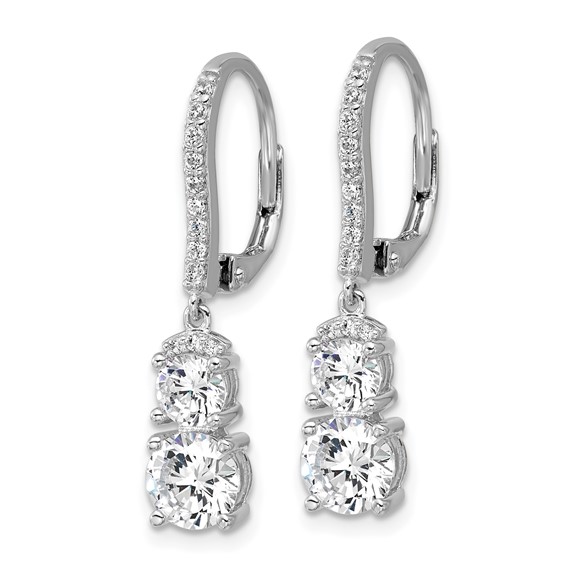 Cheryl M Sterling Silver Rhodium-plated Polished Fancy CZ Leverback Dangle Earrings