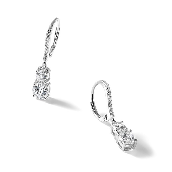 Cheryl M Sterling Silver Rhodium-plated Polished Fancy CZ Leverback Dangle Earrings