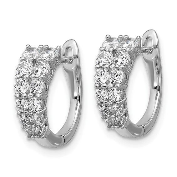 Cheryl M Sterling Silver Rhodium-plated Polished Graduated CZ Hinged Round Hoop Earrings