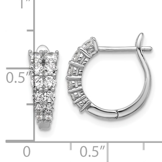 Cheryl M Sterling Silver Rhodium-plated Polished Graduated CZ Hinged Round Hoop Earrings