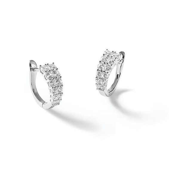 Cheryl M Sterling Silver Rhodium-plated Polished Graduated CZ Hinged Round Hoop Earrings