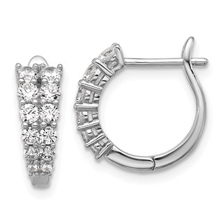 Cheryl M Sterling Silver Rhodium-plated Polished Graduated CZ Hinged Round Hoop Earrings
