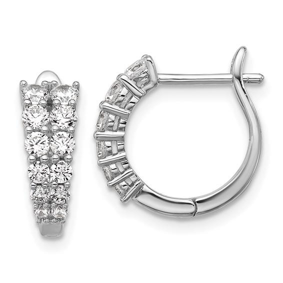 Cheryl M Sterling Silver Rhodium-plated Polished Graduated CZ Hinged Round Hoop Earrings