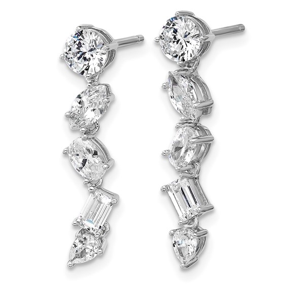 Cheryl M Sterling Silver Rhodium-plated Polished Fancy Multi-cut CZ Post Dangle Earrings