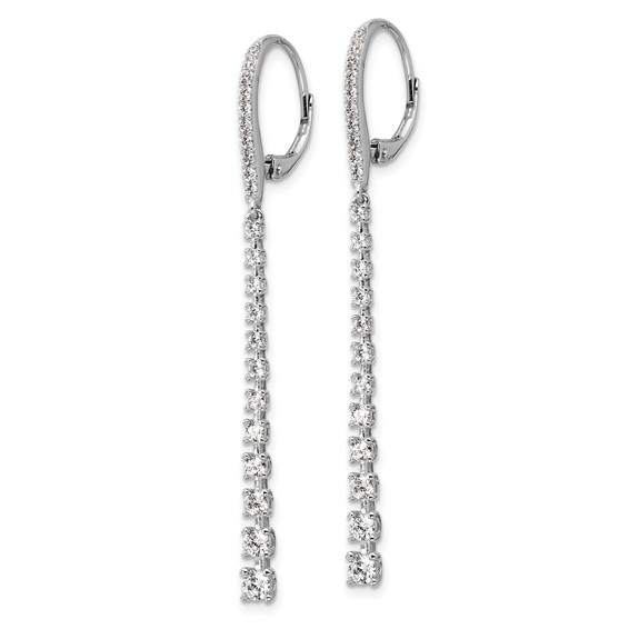 Cheryl M Sterling Silver Rhodium-plated Polished Graduated CZ Leverback Dangle Earrings