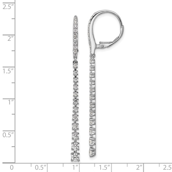 Cheryl M Sterling Silver Rhodium-plated Polished Graduated CZ Leverback Dangle Earrings