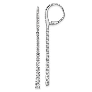 Cheryl M Sterling Silver Rhodium-plated Polished Graduated CZ Leverback Dangle Earrings