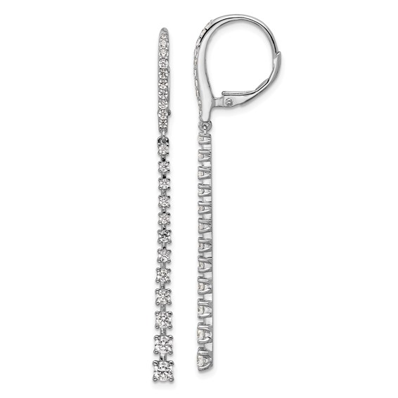 Cheryl M Sterling Silver Rhodium-plated Polished Graduated CZ Leverback Dangle Earrings