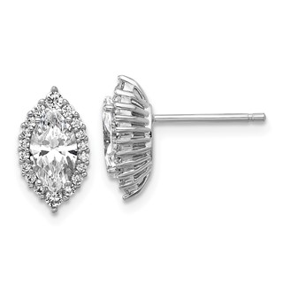 Cheryl M Sterling Silver Rhodium-plated Polished Marquise CZ Halo Post Earrings
