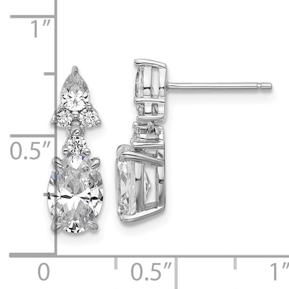 Cheryl M Sterling Silver Rhodium-plated Polished Fancy Multi-cut CZ Post Dangle Earrings