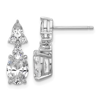 Cheryl M Sterling Silver Rhodium-plated Polished Fancy Multi-cut CZ Post Dangle Earrings