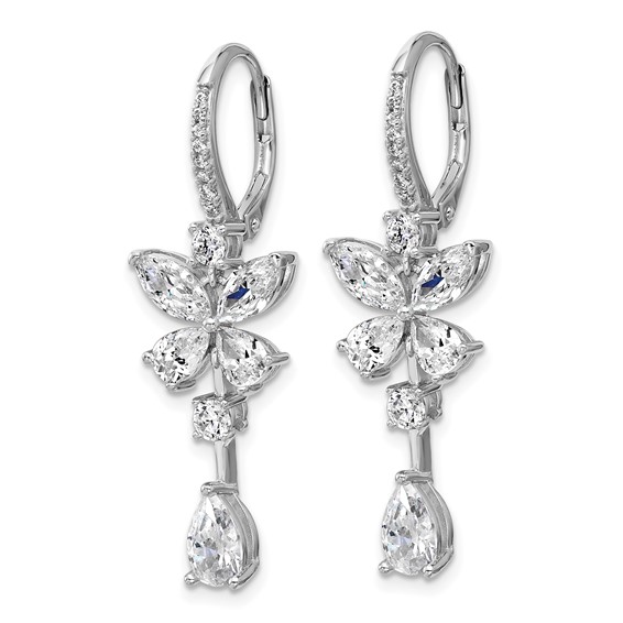 Cheryl M Sterling Silver Rhodium-plated Polished Fancy CZ Butterfly Leverback Dangle Earrings
