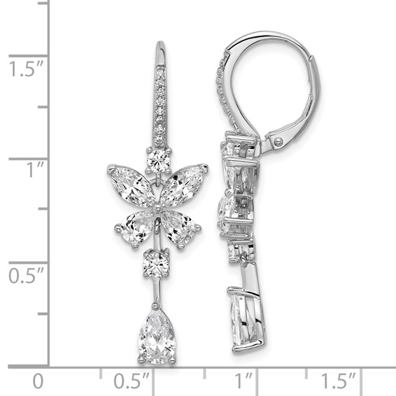 Cheryl M Sterling Silver Rhodium-plated Polished Fancy CZ Butterfly Leverback Dangle Earrings