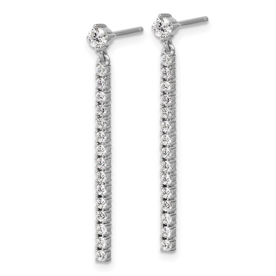 Cheryl M Sterling Silver Rhodium-plated Polished CZ Bar Post Dangle Earrings