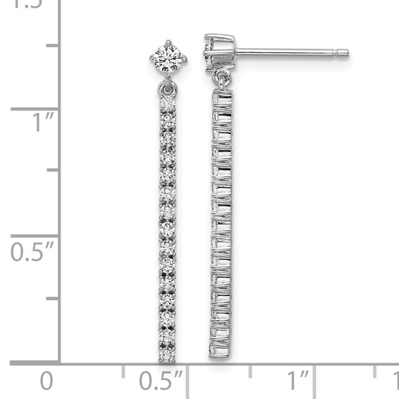Cheryl M Sterling Silver Rhodium-plated Polished CZ Bar Post Dangle Earrings