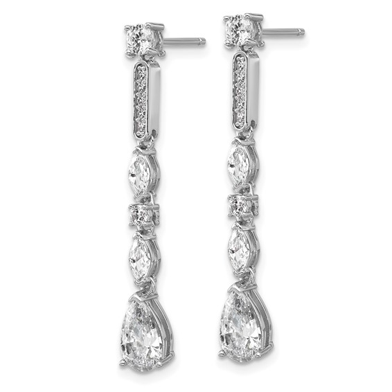 Cheryl M Sterling Silver Rhodium-plated Polished Fancy CZ Teardrop Post Dangle Earrings