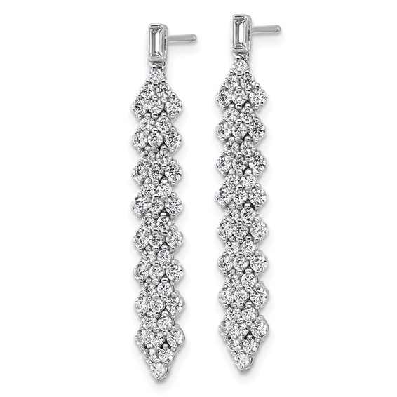 Cheryl M Sterling Silver Rhodium-plated Polished Fancy CZ Post Dangle Earrings