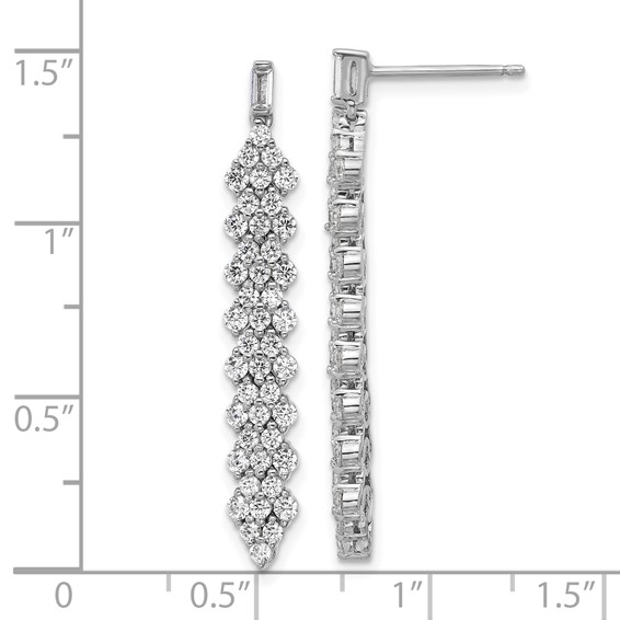 Cheryl M Sterling Silver Rhodium-plated Polished Fancy CZ Post Dangle Earrings