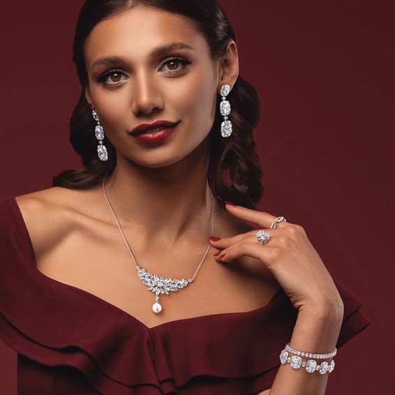 Cheryl M Sterling Silver Rhodium-plated Polished Fancy Cushion-cut CZ Halo Cluster with Safety Chain Bracelet