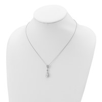 Cheryl M Sterling Silver Rhodium-plated Brilliant-cut CZ Teardrop and Bezel Halo Necklace, 18" view 4