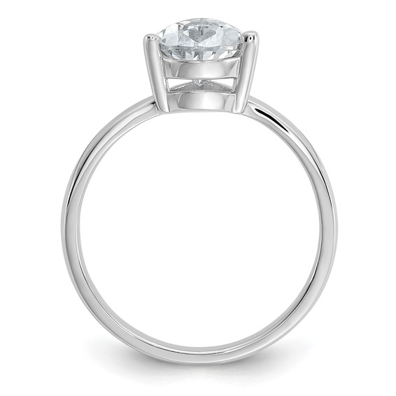 Cheryl M Sterling Silver Rhodium-plated Polished Pear CZ Ring