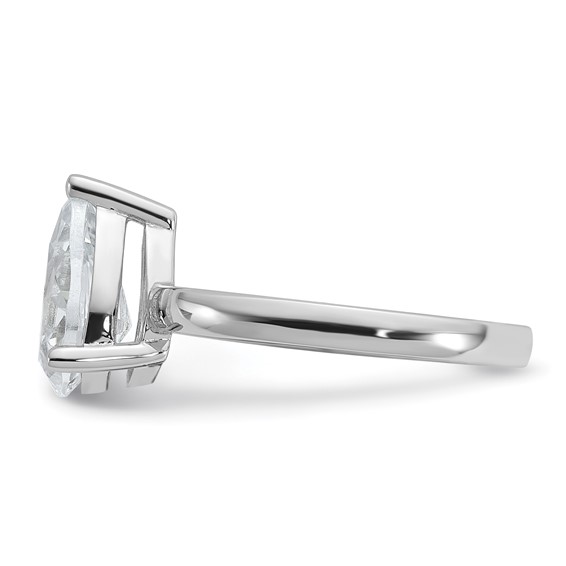 Cheryl M Sterling Silver Rhodium-plated Polished Pear CZ Ring