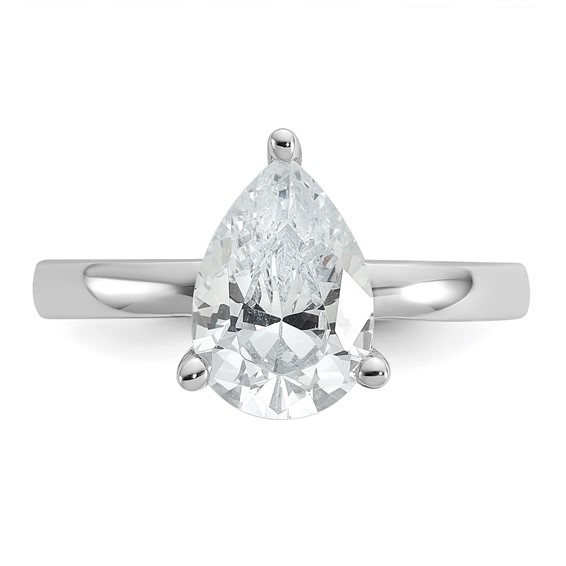 Cheryl M Sterling Silver Rhodium-plated Polished Pear CZ Ring