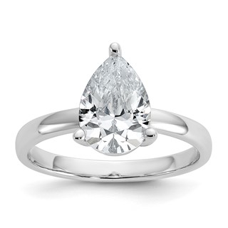 Cheryl M Sterling Silver Rhodium-plated Polished Pear CZ Ring