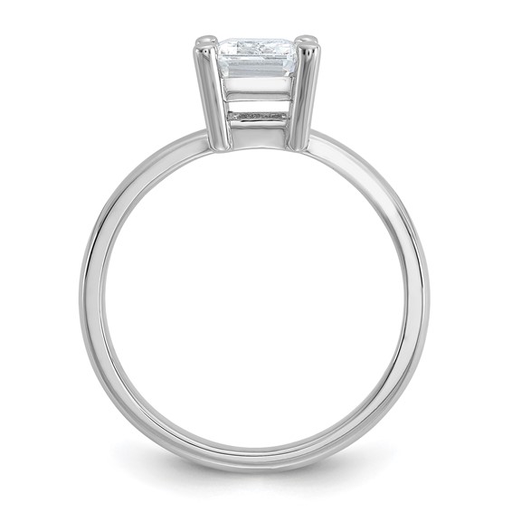 Cheryl M Sterling Silver Rhodium-plated Polished Emerald-cut CZ Ring