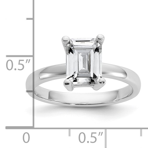 Cheryl M Sterling Silver Rhodium-plated Polished Emerald-cut CZ Ring