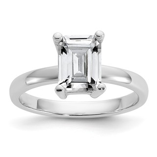 Cheryl M Sterling Silver Rhodium-plated Polished Emerald-cut CZ Ring