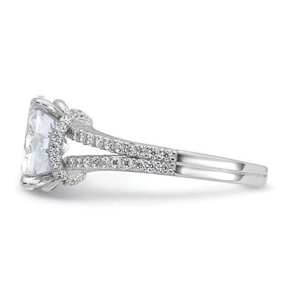 Cheryl M Sterling Silver Rhodium-plated Polished Fancy Oval CZ Ring
