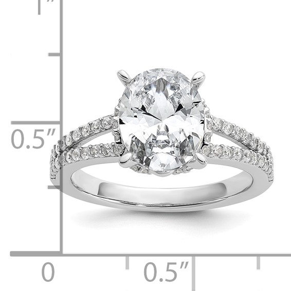 Cheryl M Sterling Silver Rhodium-plated Polished Fancy Oval CZ Ring