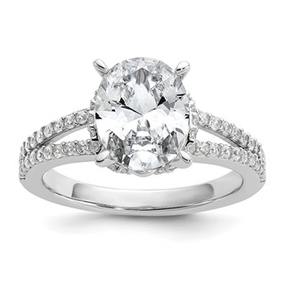 Cheryl M Sterling Silver Rhodium-plated Polished Fancy Oval CZ Ring